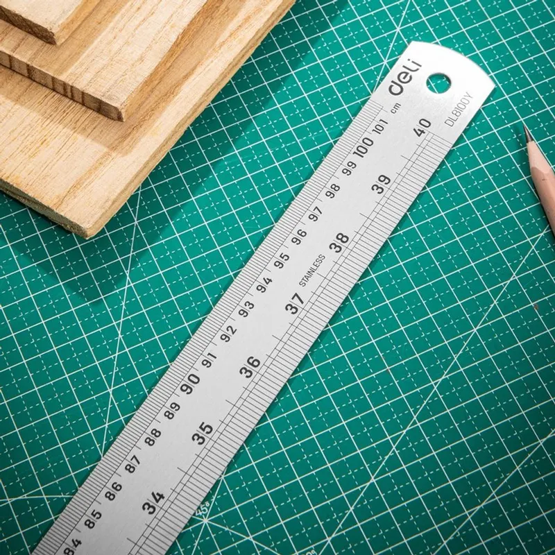  Линейка стальная Deli DL8100Y 1000мм нержавеющая сталь