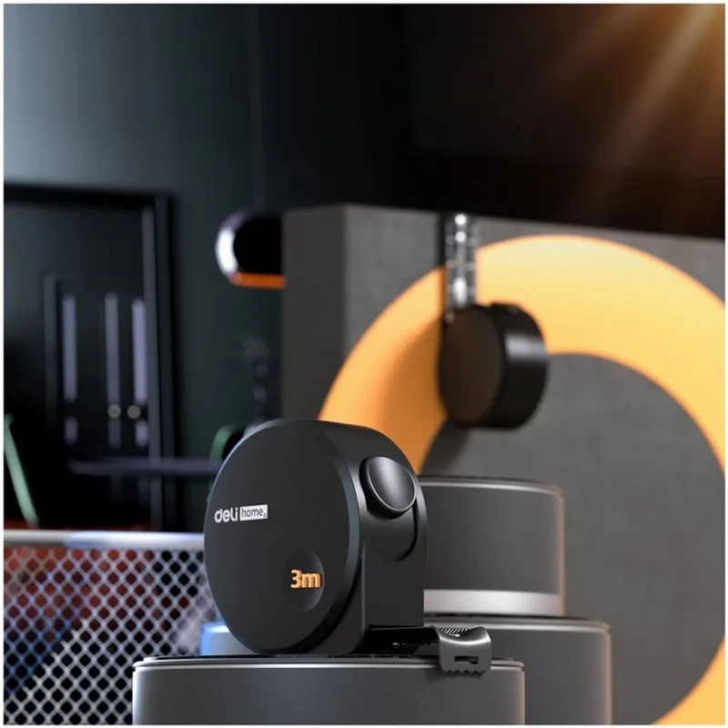 Измерительный и разметочный инструмент Рулетка Deli Home Series BlackHT8316 3м х 16мм, эксклюзивный дизайн, корпус - высококачественный софттач пластик