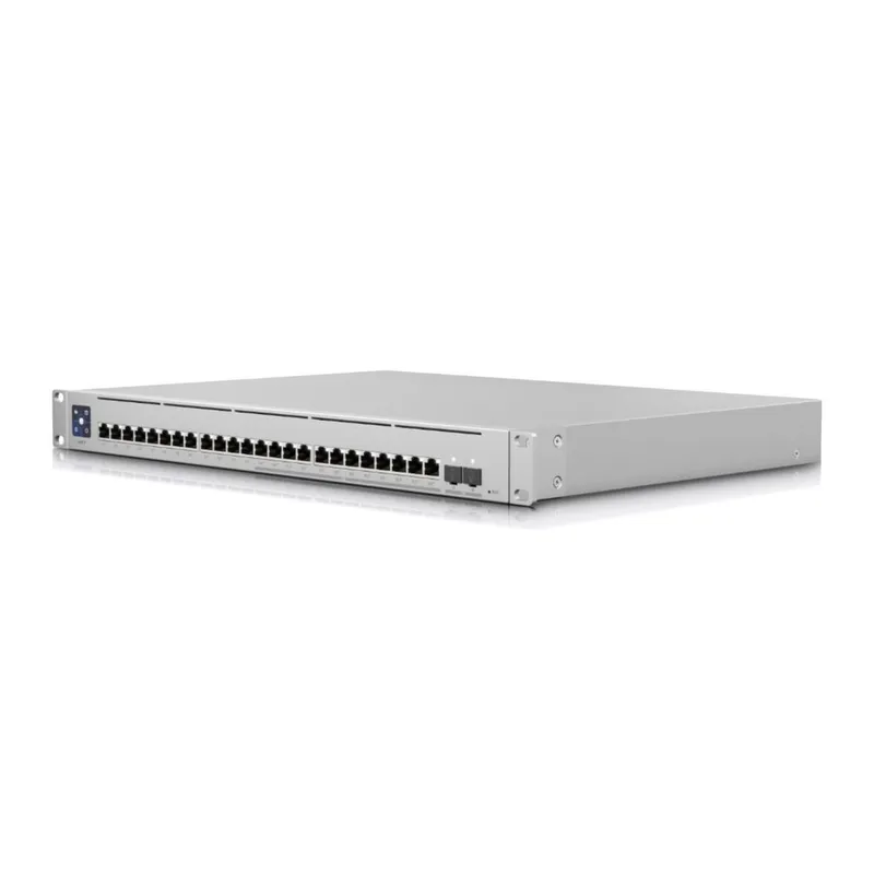 Ubiquiti Switch Enterprise 24 PoE Layer 3, PoE switch with (12) 2.5GbE, 802.3at PoE+ RJ45 ports, (12) GbE, 802.3at PoE+ RJ45 ports, and (2) 10G SFP+ ports.