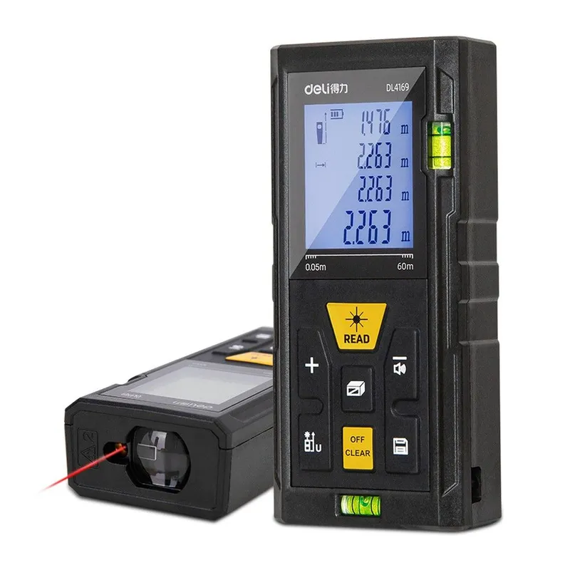 Лазерный дальномер Deli DL4169 Диапазон измерения 0,05;60м, точность измерения ±3мм