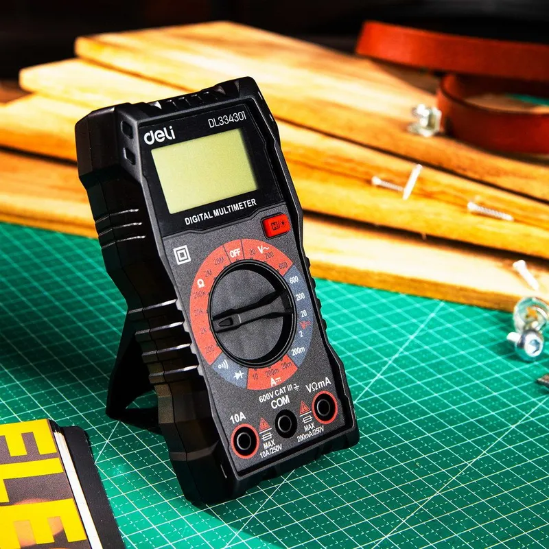  Многофункциональный цифровой мультиметр Deli DL334301 напряж. 0,2-600В, сила тока 0,02-10А, сопр. 0,0002-20 МОм, ЖК-дисплей