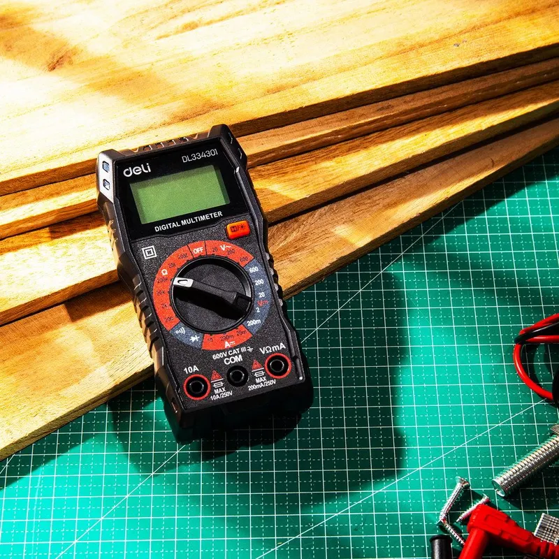  Многофункциональный цифровой мультиметр Deli DL334301 напряж. 0,2-600В, сила тока 0,02-10А, сопр. 0,0002-20 МОм, ЖК-дисплей