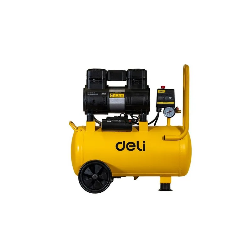 Компрессор поршневой Deli DL-WKY25-E1 безмасляный 80л/мин 25л 1200Вт желтый/черный