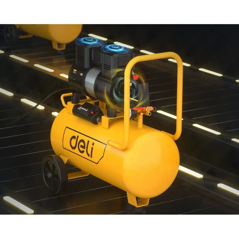 Компрессор поршневой Deli DL-WKY25-E1 безмасляный 80л/мин 25л 1200Вт желтый/черный