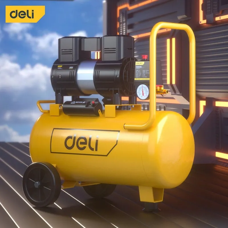 Компрессор поршневой Deli DL-WKY25-E1 безмасляный 80л/мин 25л 1200Вт желтый/черный