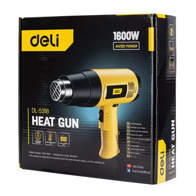 Фен технический Deli DL5318 (1600Вт, рабочая температура 100...590 град.)