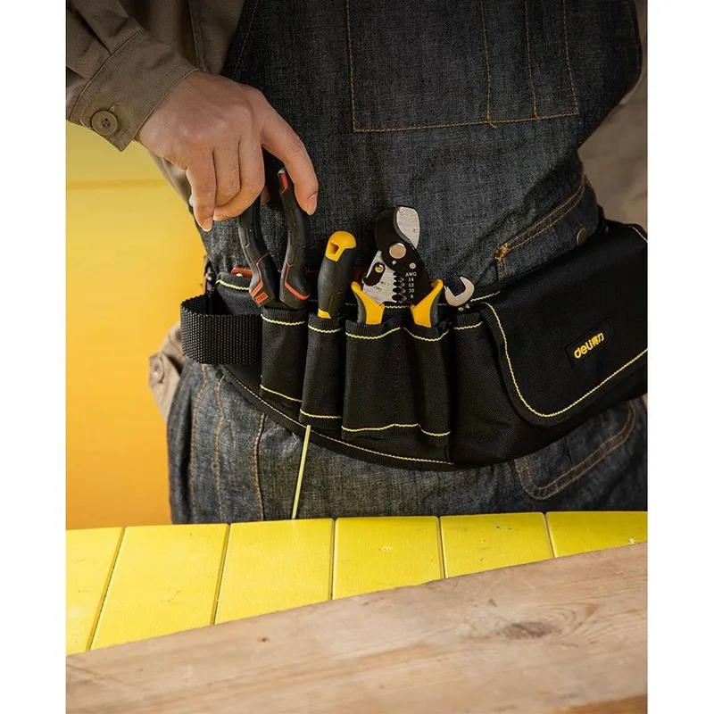 Пояс монтажника со сквозными карманами Deli DL5864 600 x 145 x 50 мм, 8+1 карманов, ткань Оксфорд 600D