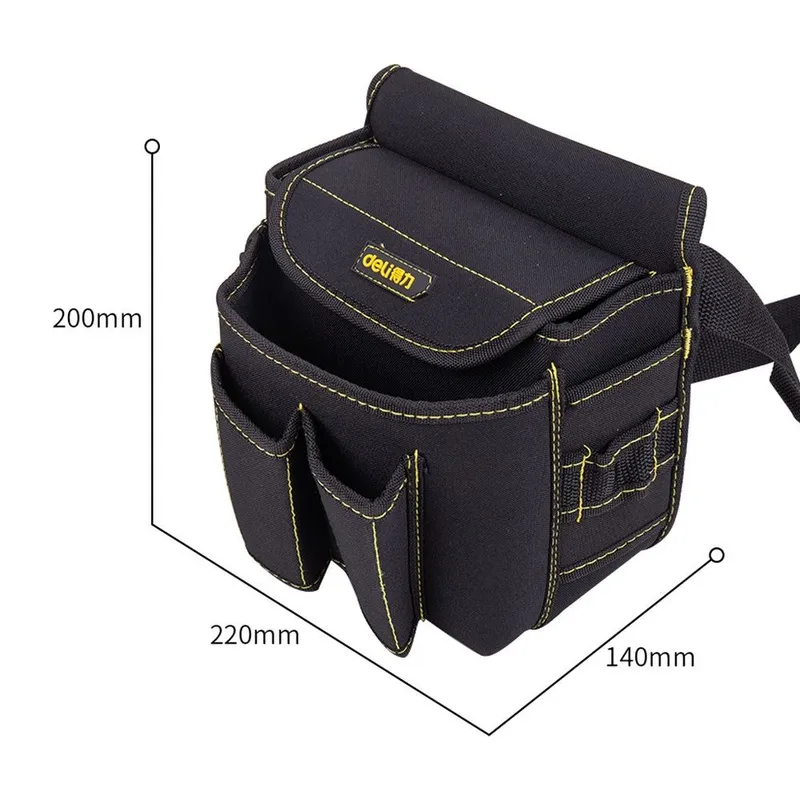 Поясная сумка монтажника Deli DL-P4 220 x 200 x 140мм, 6 карманов, ткань Оксфорд 600D