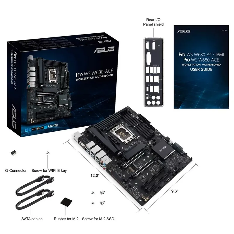 Материнская плата ASUS PRO WS W680-ACE LGA1700 ATX 4xDDR5 4xPCIEx16 PCIEx1 3xM.2 USB-C DP HDMI VGA 2х2.5GLAN 