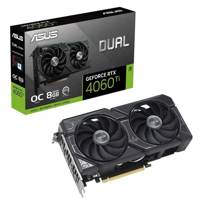 Видеокарта ASUS RTX4060Ti DUAL OC 8GB GDDR6 128bit 3xDP HDMI 2FAN [DUAL-RTX4060TI-O8G]