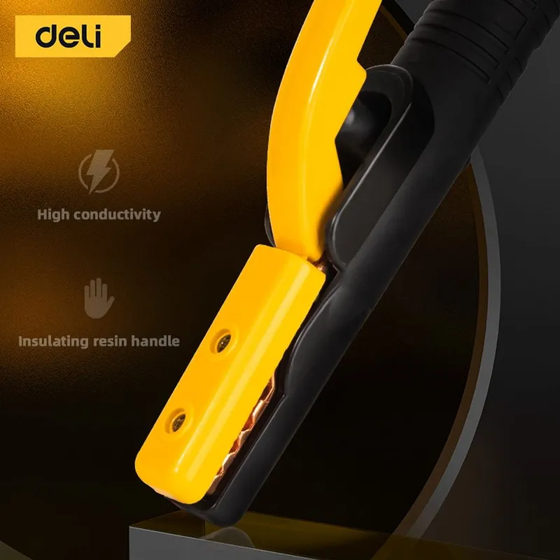 Электрододержатель Deli DL23800A  500гр, макс. сила тока 800A, длина 295мм, диаметр электрода 6,3-10мм, площадь поперечного сечения кабеля 70-95 кв.мм