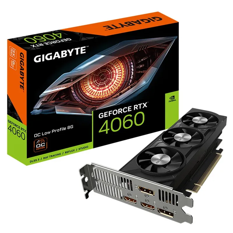 Видеокарта Gigabyte RTX4060 OC Low Profile 8GB GDDR6 128bit 2xDP 2xHDMI 3FAN RTL