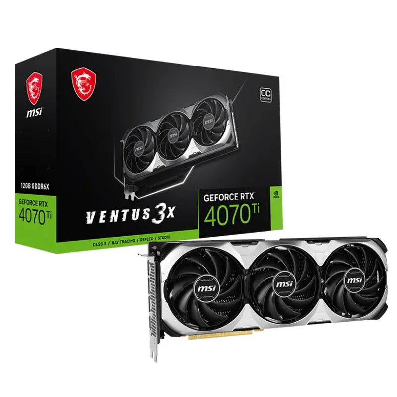 Видеокарта MSI RTX4070Ti VENTUS 3X E1 OC 12GB GDDR6X 192bit 3xDP HDMI 3FAN RTL