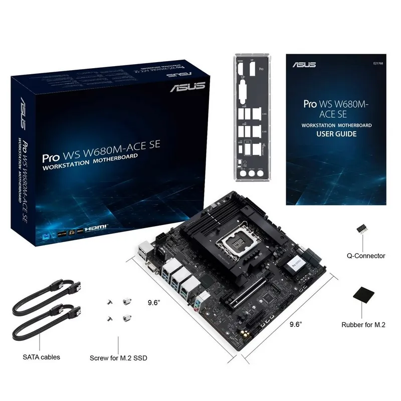 Материнская плата ASUS PRO WS W680M-ACE SE LGA1700 mATX 4xDDR5 PCIEx16 PCIEx4 PCIEx1 2xM.2 USB-C DP HDMI VGA 2х2.5GLAN 