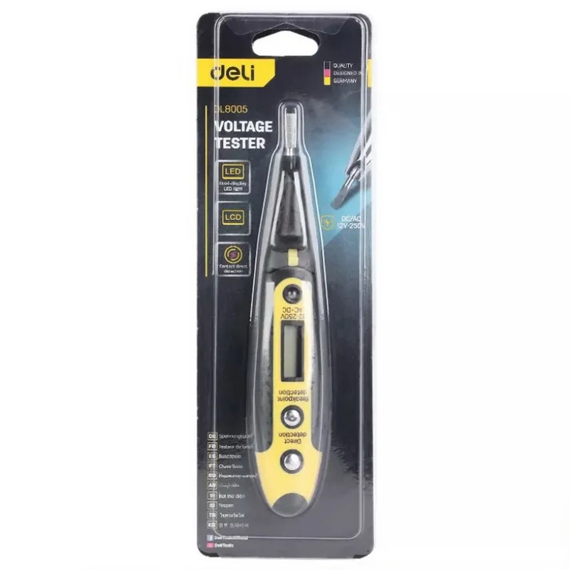  Индикаторная отвертка-тестер напряжения цифровая Deli DL8005 (12-250 В)