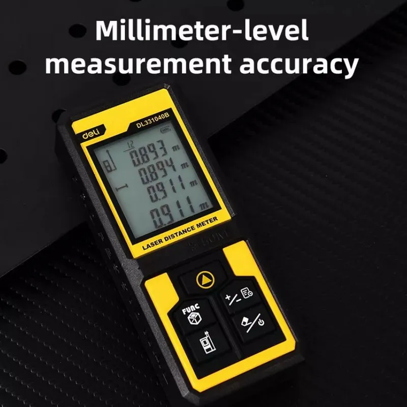 Лазерный дальномер Deli DL331040B  Диапазон измерения 0,05~50м, точность измерения ±3мм