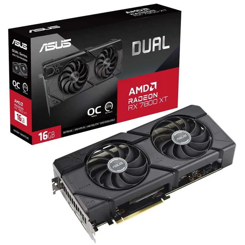 Видеокарта ASUS RX7800XT DUAL OC 16GB GDDR6 256bit 3xDP HDMI 2FAN RTL [DUAL-RX7800XT-O16G]