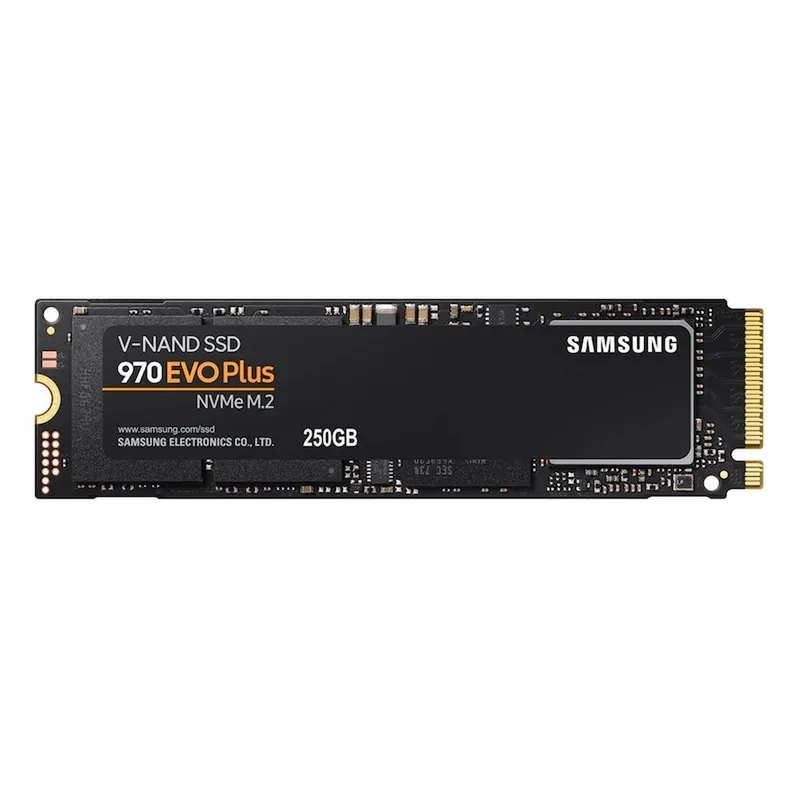 Твердотельный накопитель SSD Samsung M.2 2280 250GB 970 EVO Plus Client SSD PCIe Gen3x4 with NVMe, 3500/2300, IOPS 250/550K, MTBF 1.5M, 3D NAND TLC, 512MB, 150TBW, NVMe 1.3, 