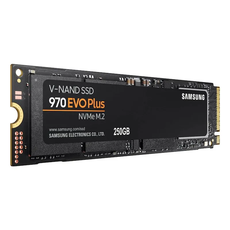 Твердотельный накопитель SSD Samsung M.2 2280 250GB 970 EVO Plus Client SSD PCIe Gen3x4 with NVMe, 3500/2300, IOPS 250/550K, MTBF 1.5M, 3D NAND TLC, 512MB, 150TBW, NVMe 1.3, 
