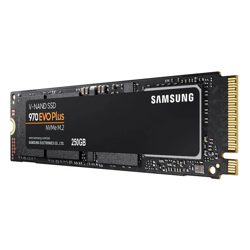 Твердотельный накопитель SSD Samsung M.2 2280 250GB 970 EVO Plus Client SSD PCIe Gen3x4 with NVMe, 3500/2300, IOPS 250/550K, MTBF 1.5M, 3D NAND TLC, 512MB, 150TBW, NVMe 1.3, 