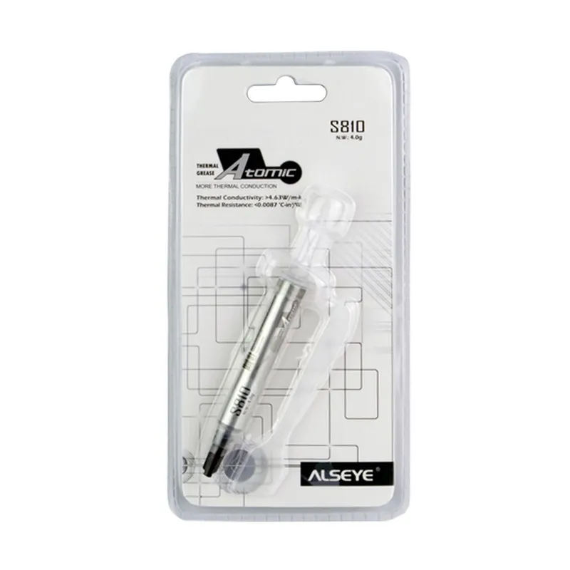 Термопаста ALSEYE S-810 Color: Grey
Thermal Conductivity: >4.63 W/m-K Thermal
Impdedance: <0.0087 ℃-in2/W Specific Gravity:
>3.15 Viscosity: 12500
Thixotropic Index: 280 ±10 1/10mm Moment
Beared Temperature: -50-300℃
Operation Temperture: -30-280℃; silico
