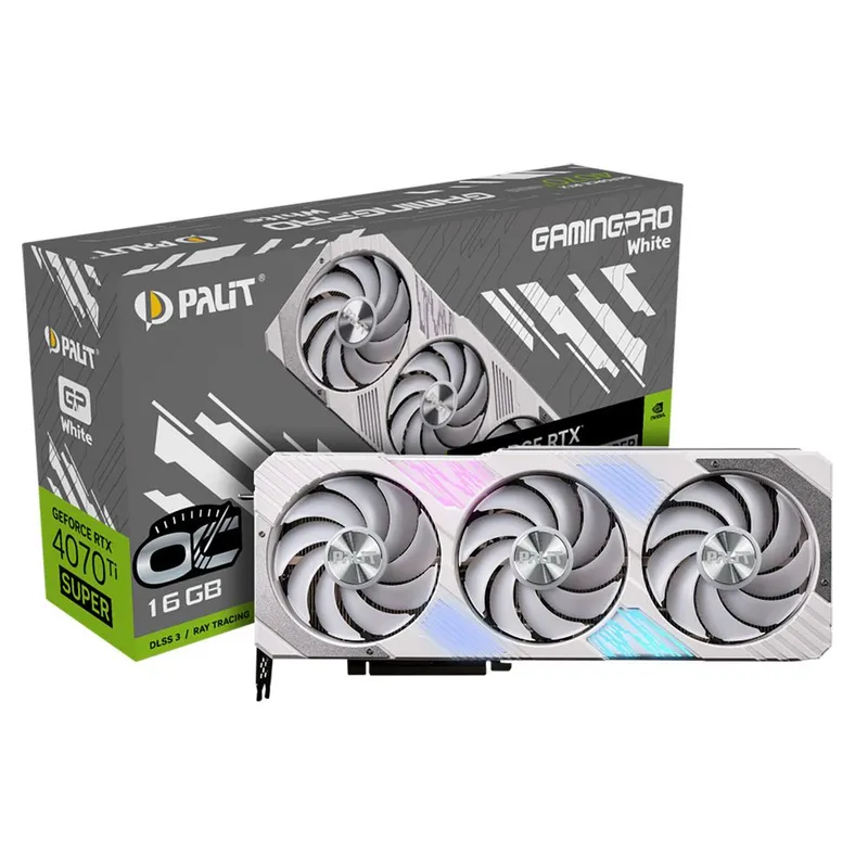 Видеокарта Palit RTX4070Ti SUPER GAMINGPRO WHITE OC 16GB GDDR6X 256bit 3xDP HDMI 3FAN RTL