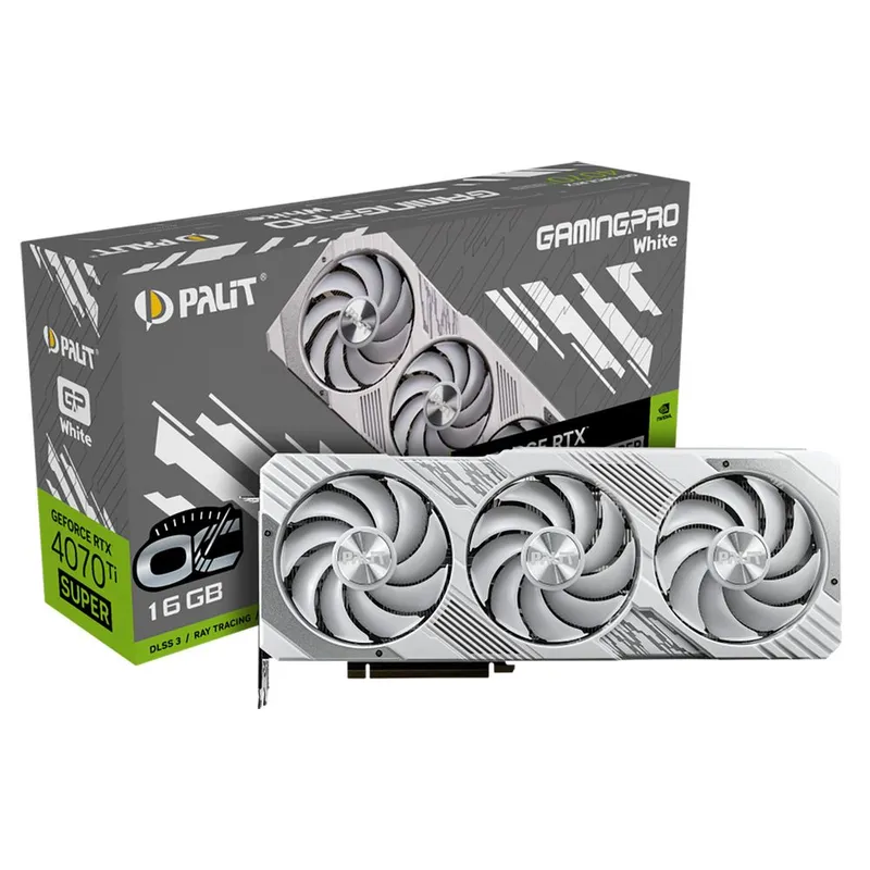 Видеокарта Palit RTX4070Ti SUPER GAMINGPRO WHITE OC 16GB GDDR6X 256bit 3xDP HDMI 3FAN RTL
