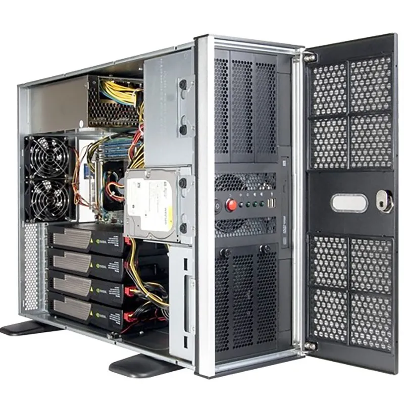 Корпус Chenbro 4U RM41300G For Tesla GPU (можно установить 4шт Tesla/Quadro), MB 12"x13", 3x5.25"+2x3.5" Internal 3.5"+Slim ODD, 120mm FAN, wo PSU (RM41300-FS81) Идеальное решение для Рабочей станции