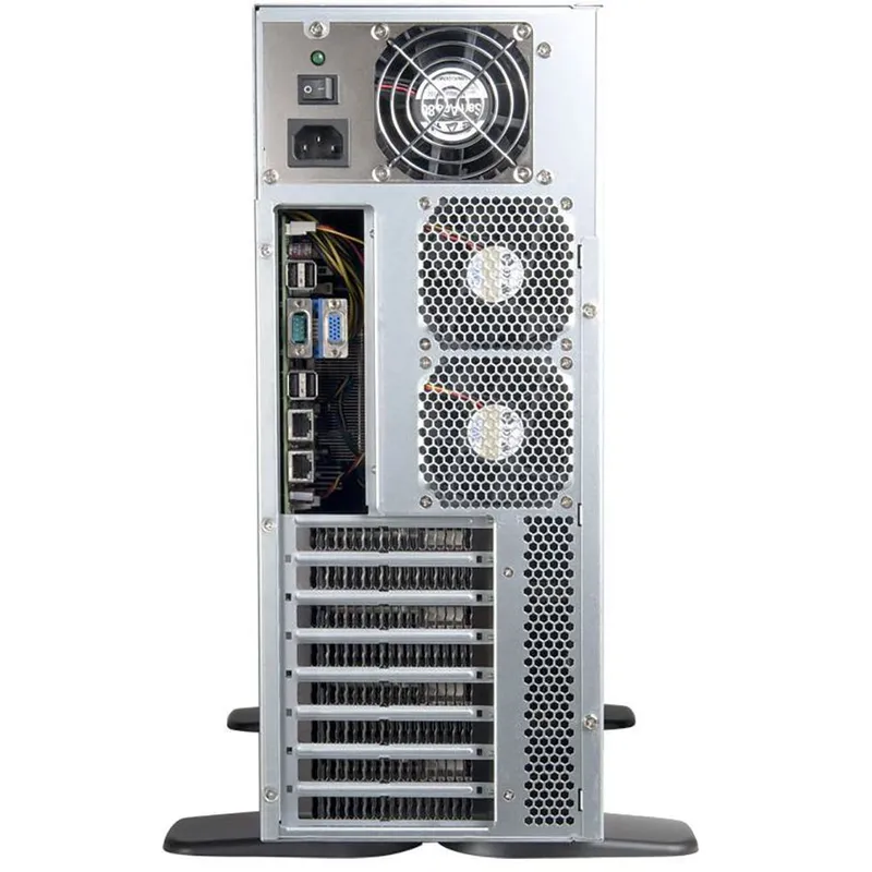 Корпус Chenbro 4U RM41300G For Tesla GPU (можно установить 4шт Tesla/Quadro), MB 12"x13", 3x5.25"+2x3.5" Internal 3.5"+Slim ODD, 120mm FAN, wo PSU (RM41300-FS81) Идеальное решение для Рабочей станции