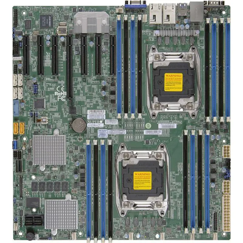 Материнская плата SuperMicro MBD-X10DRH-CT-O E-ATX LGA 2011 16x 288-pin DDR4 DIMM slots Up to 2TB† ECC 3DS LRDIMM, 1TB ECC RDIMM 8x SAS3 (12Gbps) ports 10x SATA3 (6Gbps) ports 5x USB 3.0 ports 4x USB 2.0 ports 1x PCI-E 3.0 x16 6x PCI-E 3.0 x8
