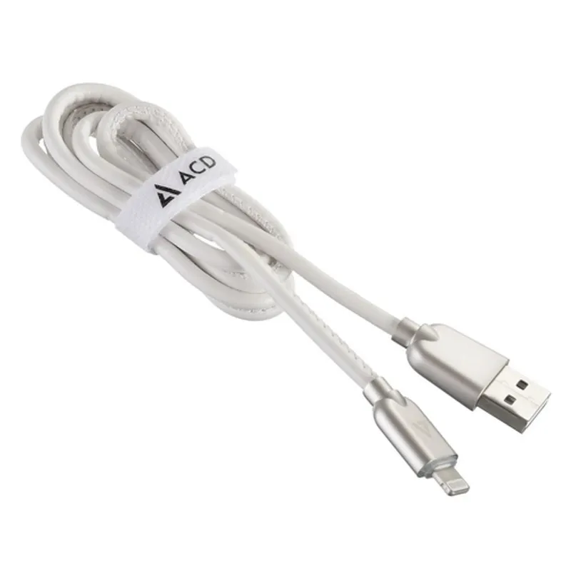 Кабели USB ACD USB кабель ACD-Allure Lightning ; USB-A Кожа, 1м, белый (ACD-U926-P5W)