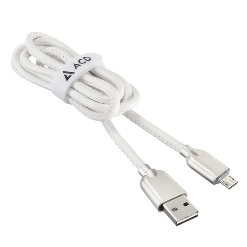 Кабели USB ACD USB кабель ACD-Allure MicroUSB ; USB-A Кожа, 1м, белый (ACD-U926-M1W)