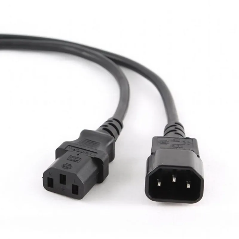 Кабель питания сист.блок-монитор Cablexpert PC-189, 1.8м, C13-C14, 6А, Сечение провода: 0,5 мм2, черный, с заземлением {100}