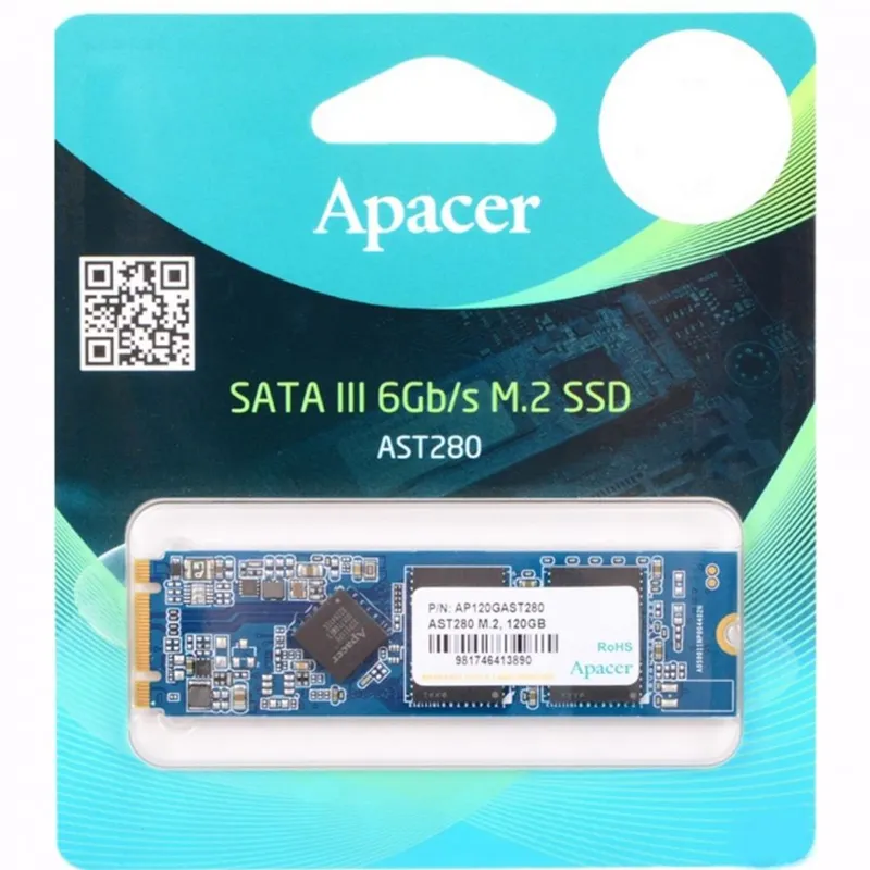 Твердотельный накопитель Apacer SSD AST280 240Gb SATA M.2 2280, R520/W495 Mb/s, 3D TLC, MTBF 1,5M, 140TBW, Retail, 3 years (AP240GAST280-1)