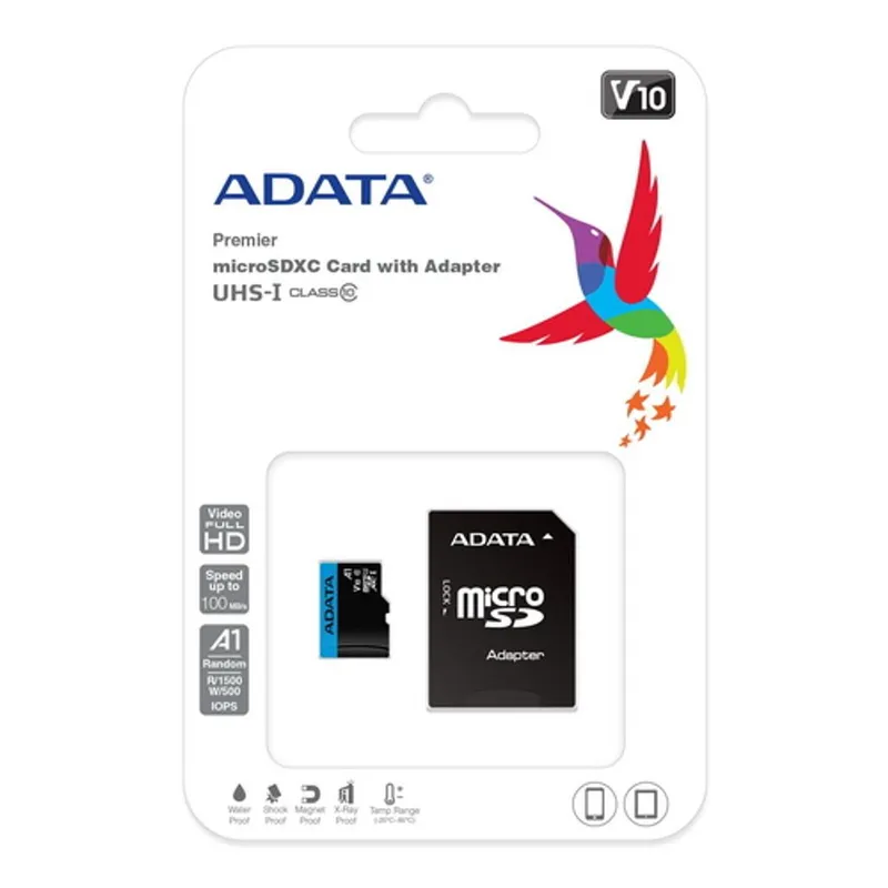 Карта памяти ADATA microSDXC 256GB ADATA Premier Memory Card AUSDX256GUICL10A1-RA1 UHS-I Class 10/V10 A1, 100/25 MB/s, AUSDX256GUICL10A1-RA1 Adapter, -25°C + 85°C, RTL (466266)