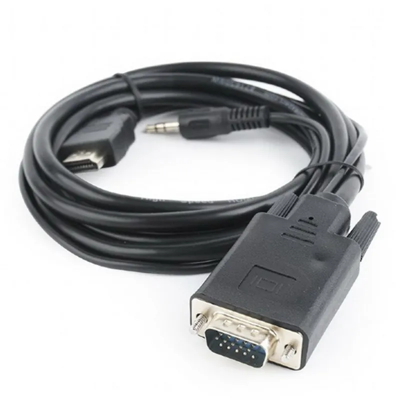 Кабель HDMI-VGA Cablexpert A-HDMI-VGA-03-10, 19M/15M + 3.5Jack, 3м, черный, позол.разъемы, пакет {80} (098045)
