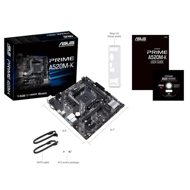 Материнская плата ASUS PRIME A520M-K AM4 mATX 2xDDR4 PCI-Ex16 2xPCI-Ex1 M.2 HDMI VGA GLAN {10}