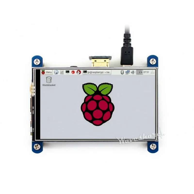 Модуль дисплея ACD18-RA333 Waveshare 4" резистивный сенсорный дисплей без корпуса, 800*480 IPS матрица, вход HDMI питание по USB, для Raspberry Pi 3 (WS12030)