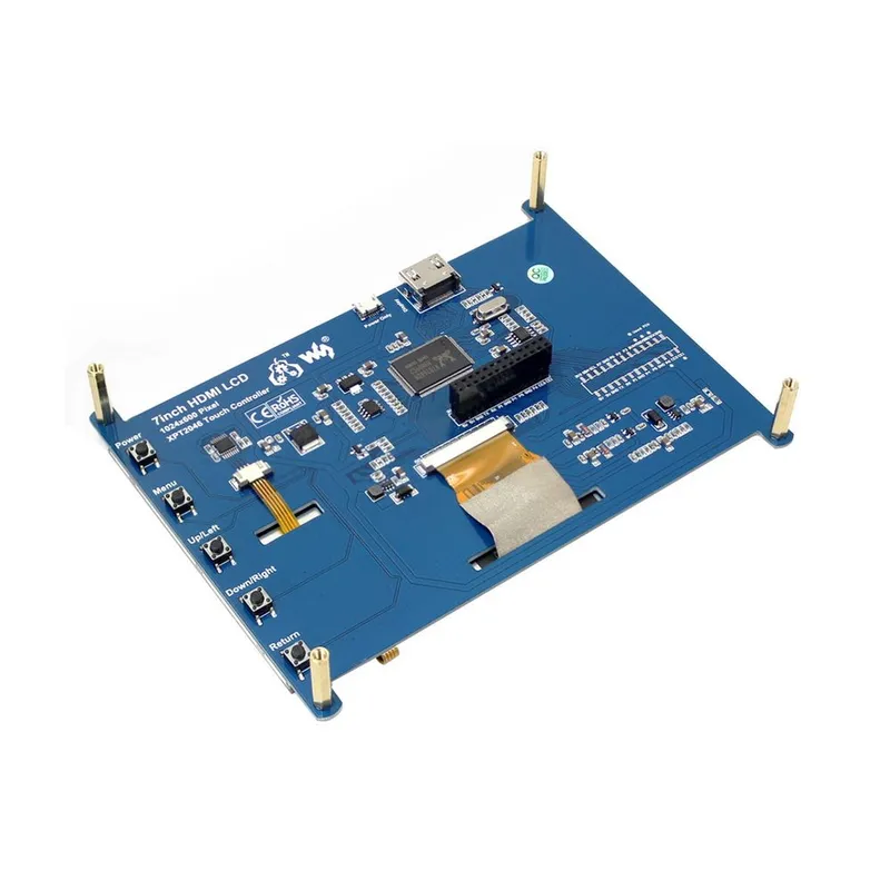 Модуль дисплея ACD18-RA418 Waveshare 7" резистивный сенсорный дисплей без корпуса, 1024*600 IPS матрица, вход HDMI, питание по USB, для Raspberry Pi