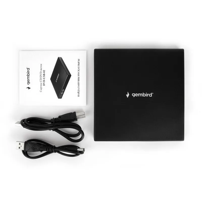 DVD±RW привод Gembird Внешний DVD-USB-02 USB 2.0 пластик, черный (099240)