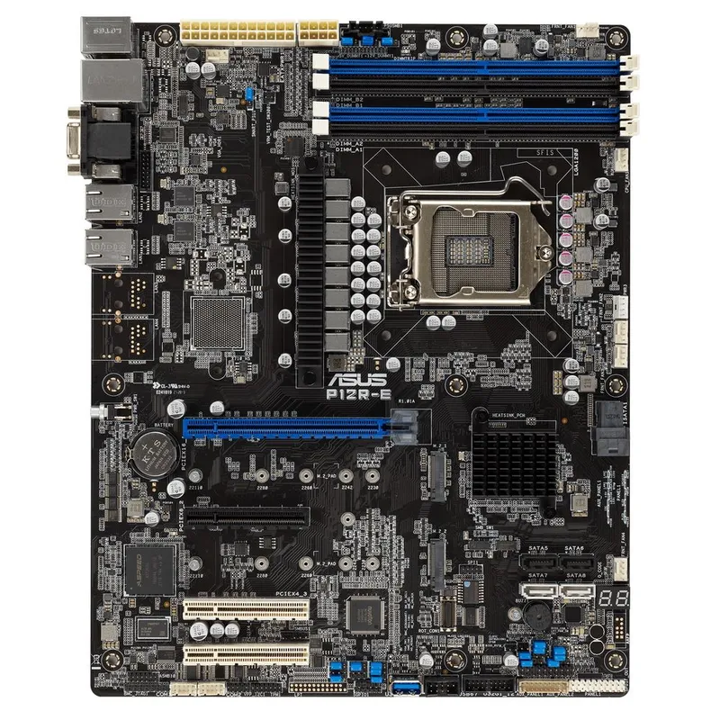 Серверная материнская плата ASUS Motherboard P12R-E,1xLGA1200,4x3200/2933/2666UDIMM(upto128GB),8xSATA3 6Gb/s p,2xM.2,4xPCIe Gen4 slot(1x16/3x8),2x1GbE,3Y Wr