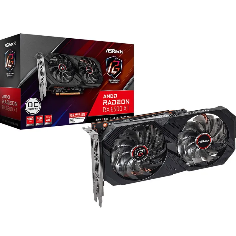 Видеокарта ASRock RX6500XT PHANTOM GAMING D OC 4GB GDDR6 64bit DP HDMI 2FAN RTL (936777)