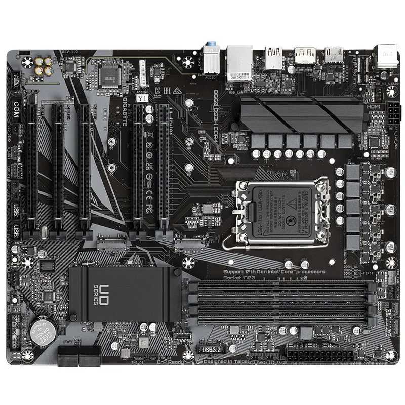 Материнская плата Gigabyte B660 DS3H DDR4, Socket 1700, Intel®B660, 4xDDR4-3200, HDMI+DP, 5xPCI-Ex16, 4xSATA3(RAID 0/1/5/10), 2xM.2, 8Ch Audio, GLan, (4+4)xUSB2.0, (1+2)xUSB3.2, (1+1)xUSB3.2 Type-C™, 1xPS/2, ATX, RTL (834999)