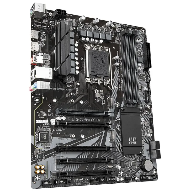 Материнская плата Gigabyte B660 DS3H DDR4, Socket 1700, Intel®B660, 4xDDR4-3200, HDMI+DP, 5xPCI-Ex16, 4xSATA3(RAID 0/1/5/10), 2xM.2, 8Ch Audio, GLan, (4+4)xUSB2.0, (1+2)xUSB3.2, (1+1)xUSB3.2 Type-C™, 1xPS/2, ATX, RTL (834999)