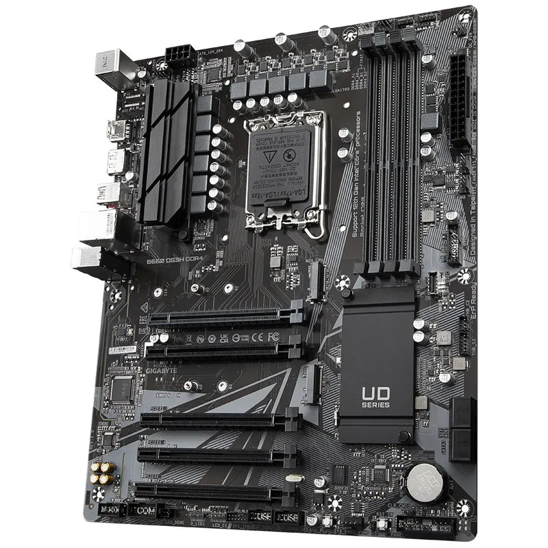 Материнская плата Gigabyte B660 DS3H DDR4, Socket 1700, Intel®B660, 4xDDR4-3200, HDMI+DP, 5xPCI-Ex16, 4xSATA3(RAID 0/1/5/10), 2xM.2, 8Ch Audio, GLan, (4+4)xUSB2.0, (1+2)xUSB3.2, (1+1)xUSB3.2 Type-C™, 1xPS/2, ATX, RTL (834999)