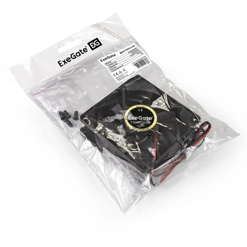 Вентилятор ExeGate EX08025SM EX283381RUS 80x80x25 мм, Sleeve bearing (подшипник скольжения), Molex, 2000RPM, 25dBA