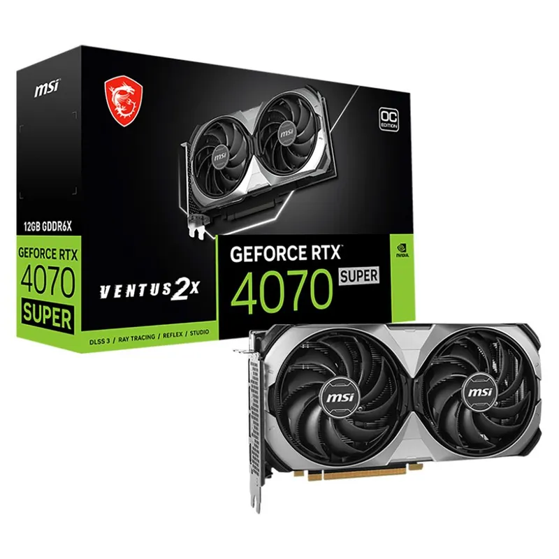 Видеокарта MSI  RTX4070 SUPER VENTUS 2X OC 12GB GDDR6X 192bit 3xDP HDMI 2FAN RTL