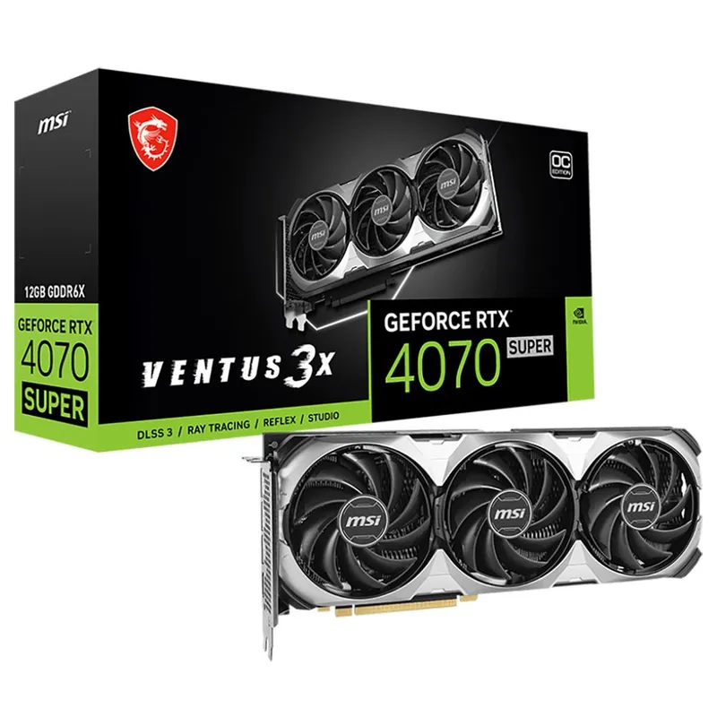 Видеокарта MSI  RTX4070 SUPER VENTUS 3X OC 12GB GDDR6X 192bit 3xDP HDMI 3FAN RTL