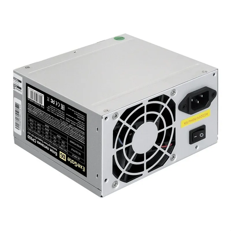 Блок питания 650W ExeGate CP650 (ATX, 8cm fan, 24pin, (4+4)pin, PCI-E, 3xSATA, 2xIDE)