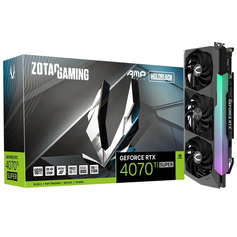Видеокарта  RTX4070Ti SUPER AMP HOLO 16GB GDDR6X 256bit 3xDP HDMI 3FAN Premium Pack